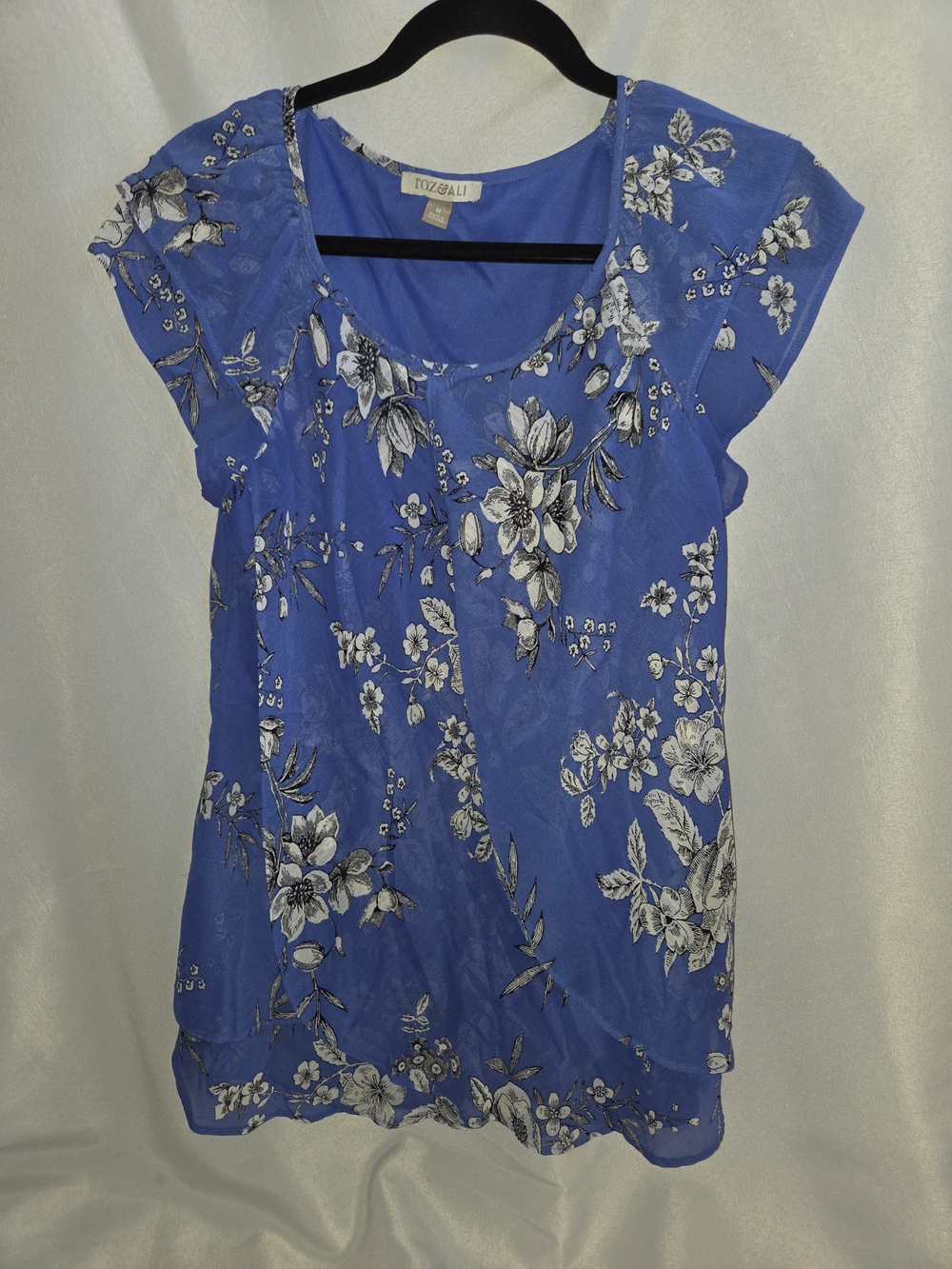 Roz & Ali Royal Blue Floral Scoop Neck Tunic